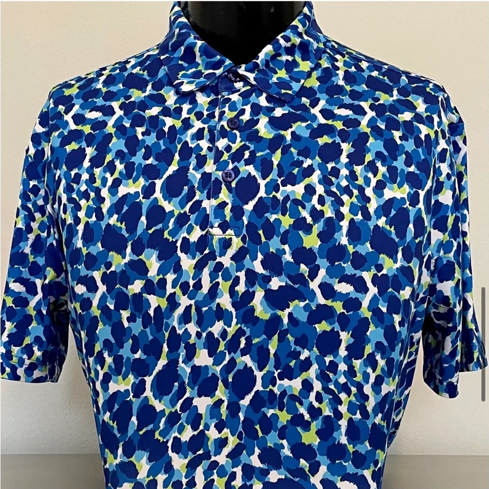 CS Blue Leopard Print Polo